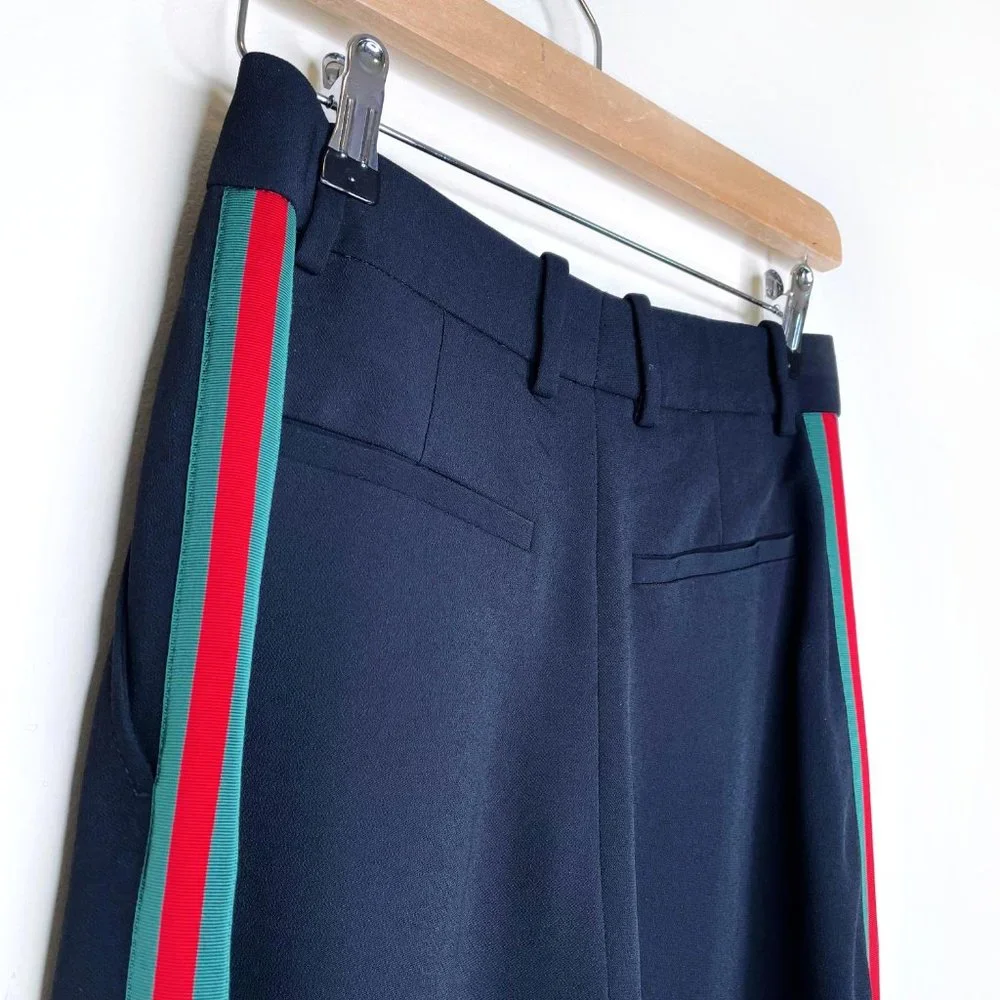 ⚡️SOLD⚡️ gucci black high rise web-striped bootcut pants - size 38 - Picture 3 of 8